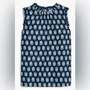 J. Crew Floral Linen Ruffleneck Blouse